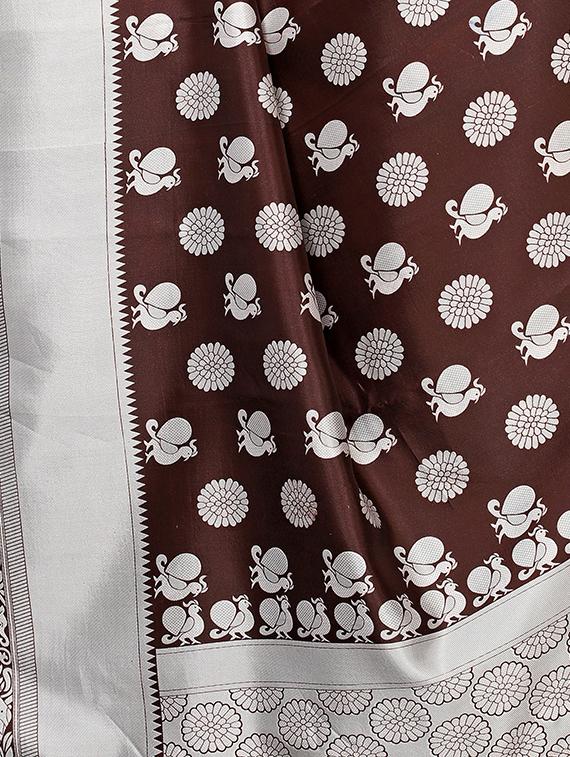 kalamkari printed mysore silk saree with blouse - 16387920 - Standard Image - 3