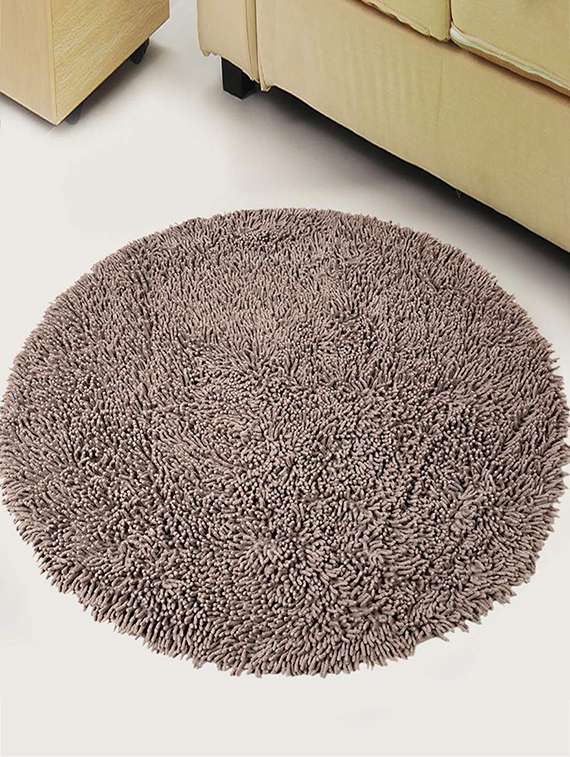 saral home brown round shape anti slip cotton saggy bathmat (120 cm) - 16388260 -  Zoom Image - 0