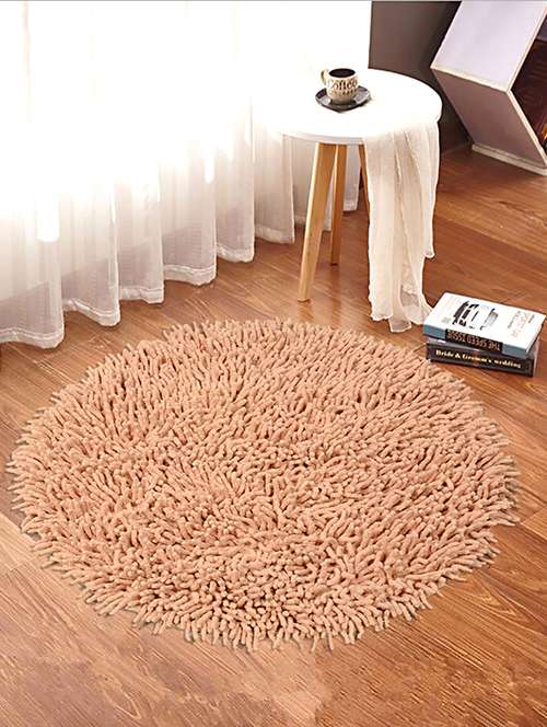 saral home brown round shape anti slip cotton saggy bathmat (120 cm) - 16388261 - Standard Image - 0