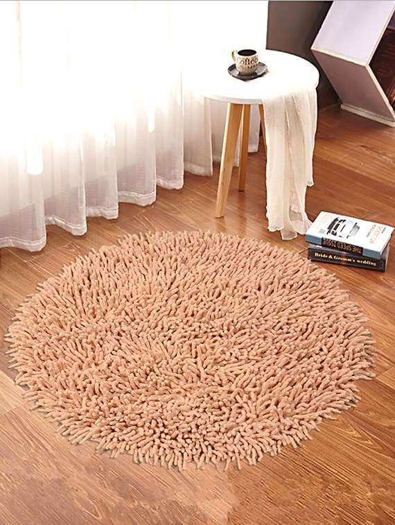 saral home brown round shape anti slip cotton saggy bathmat (120 cm) - 16388261 - Zoom Image - 0