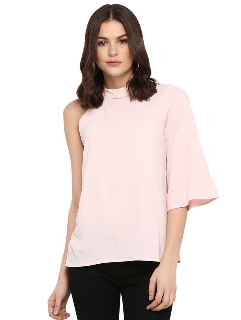 single shoulder bell sleeved top