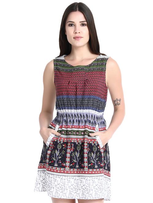 round neck pocket detail flared dress - 16389485 - Standard Image - 0