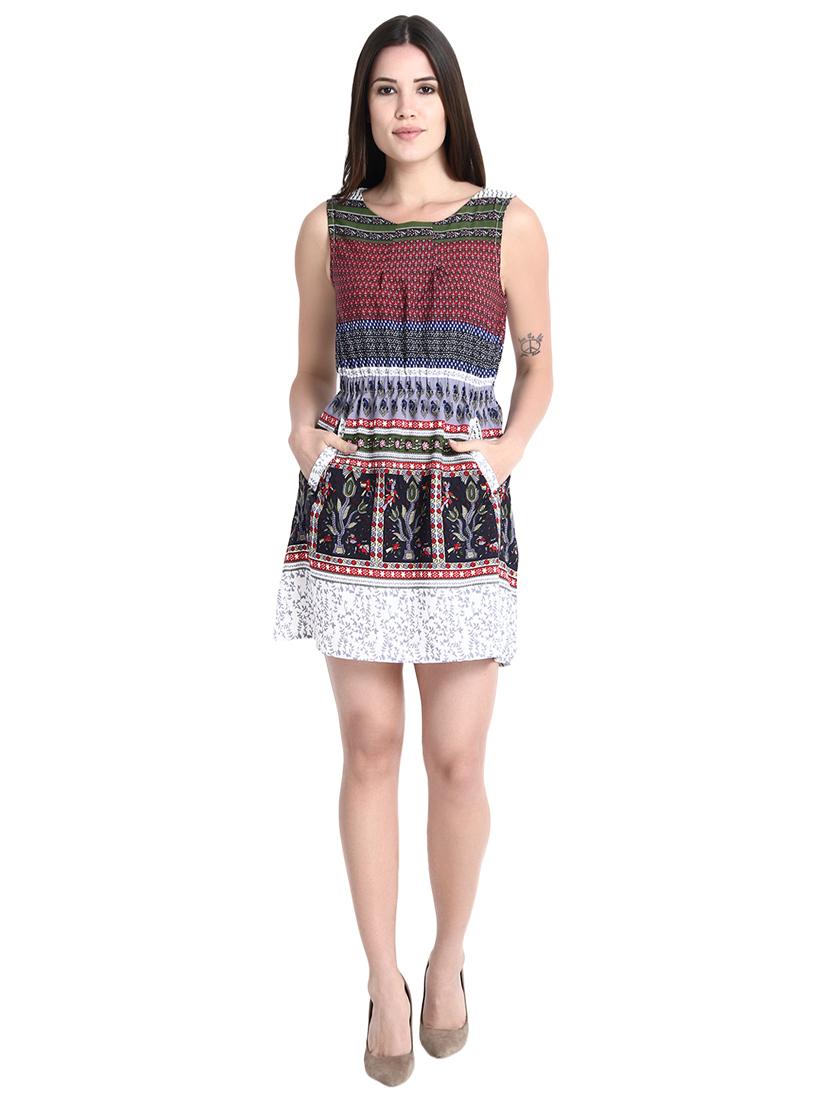 round neck pocket detail flared dress - 16389485 - Standard Image - 3