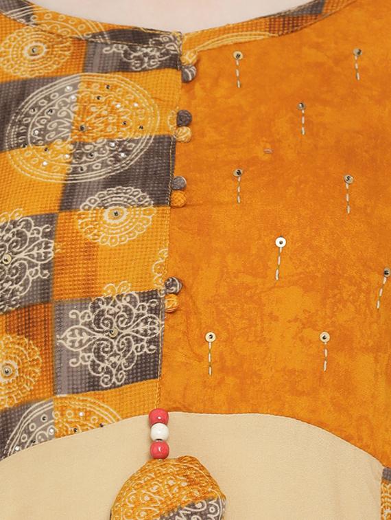 printed kurta with palazzo set - 16391549 - Standard Image - 3