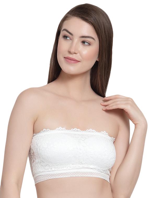 styled back lace inserted tube bra - 16396803 - Zoom Image - 0