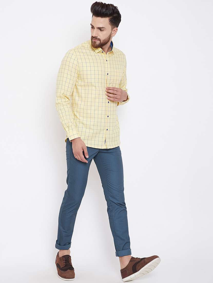 teal blue textured chinos - 16396828 - Standard Image - 3