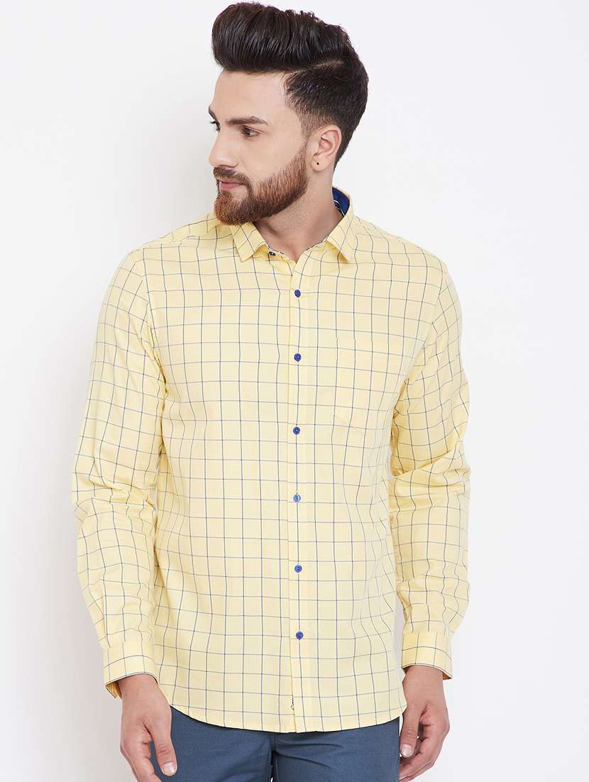 yellow checkered casual shirt - 16396850 - Zoom Image - 0