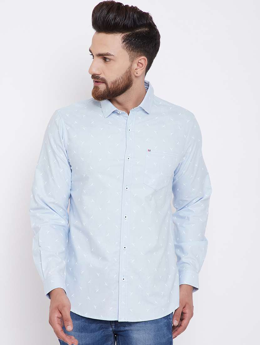 light blue printed casual shirt - 16396859 - Zoom Image - 0
