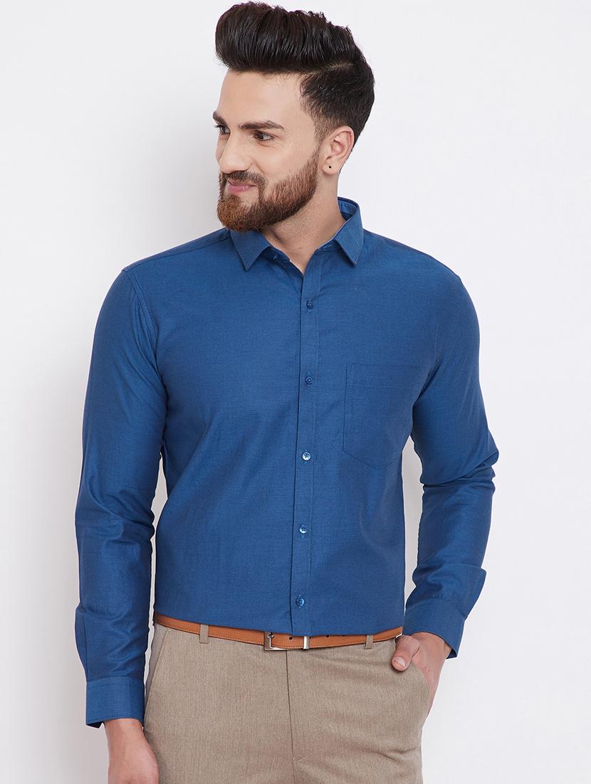 blue solid formal shirt - 16396865 - Zoom Image - 0
