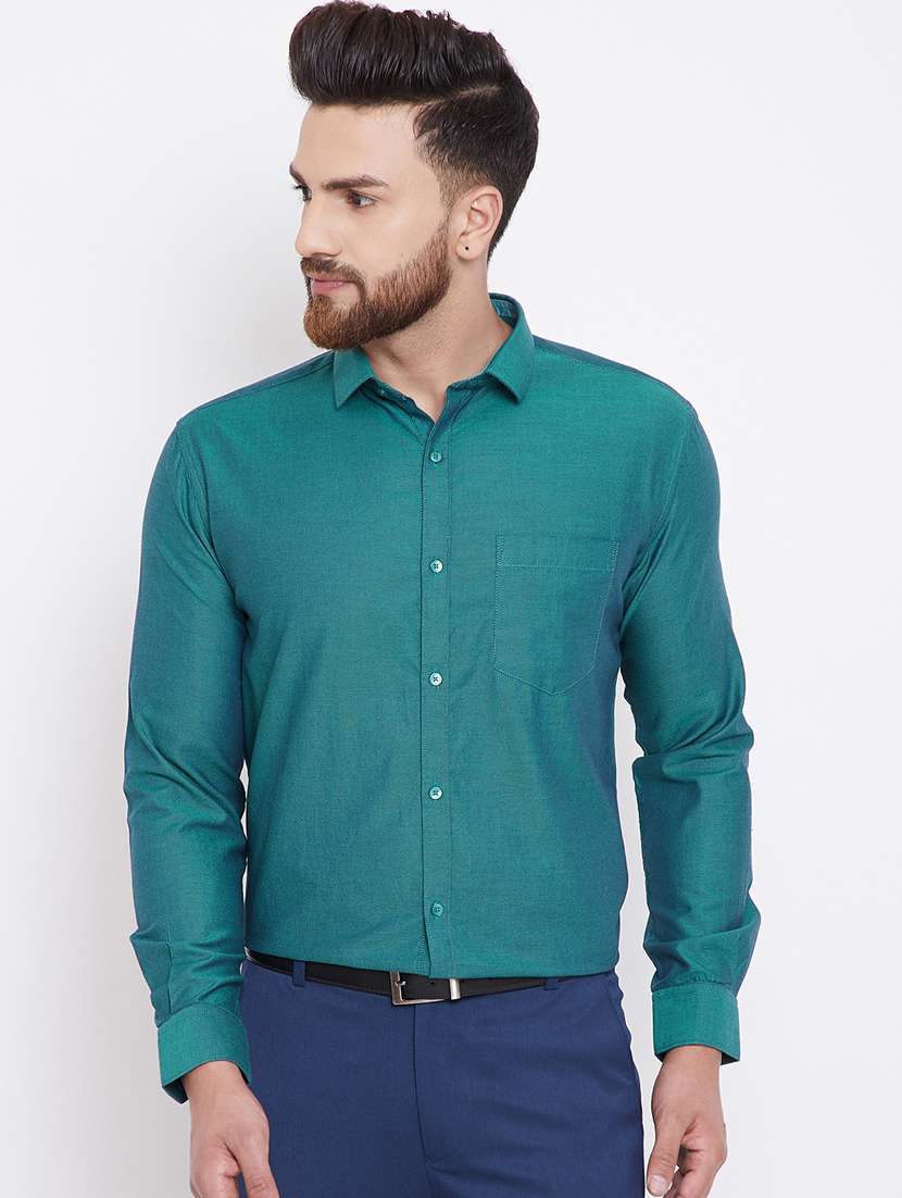 green solid formal shirt - 16396866 - Zoom Image - 0