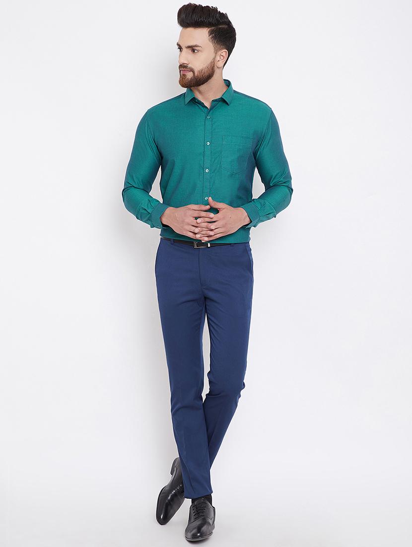 green solid formal shirt - 16396866 - Standard Image - 3