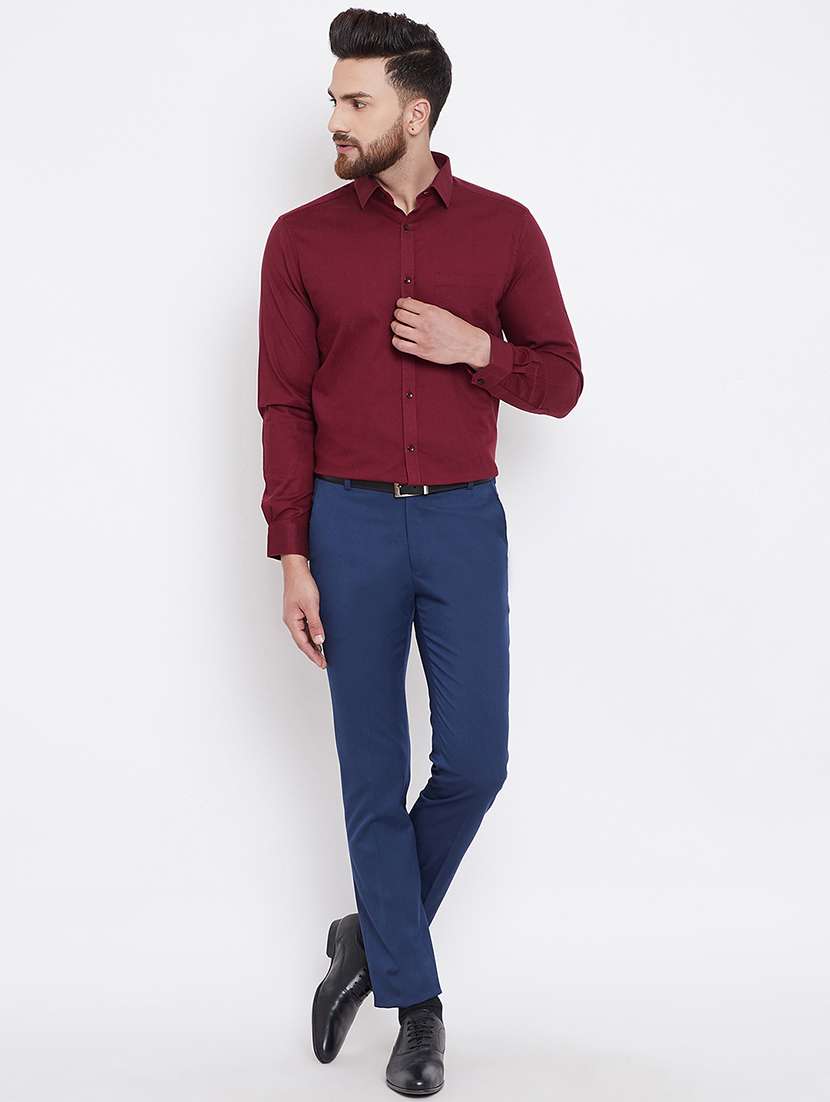 maroon solid formal shirt - 16396871 -  Standard Image - 3