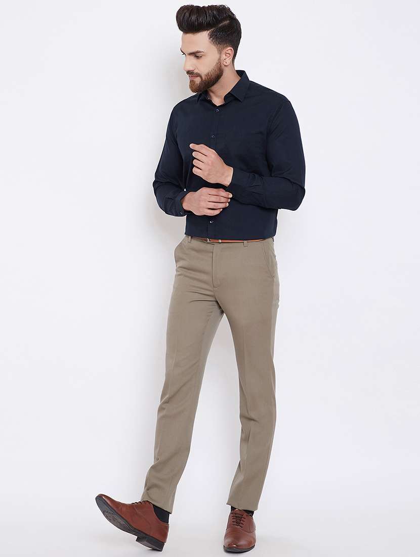 navy blue solid formal shirt - 16396872 -  Standard Image - 3
