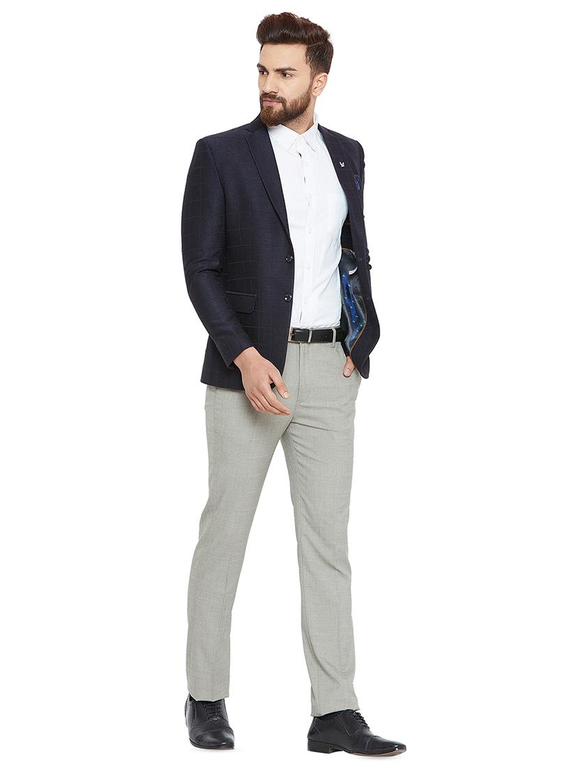 dark blue checkered single breasted formal blazer - 16396898 - Standard Image - 3