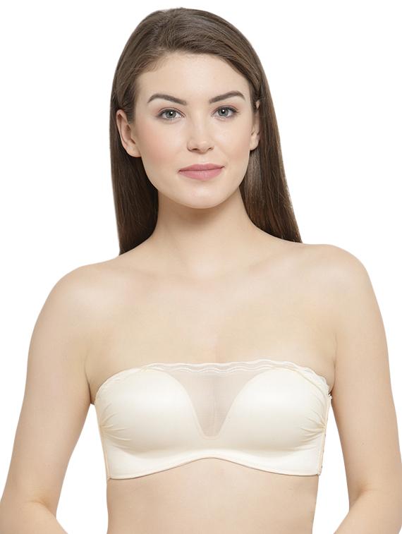 styled back mesh inserted tube bra - 16396944 - Zoom Image - 0
