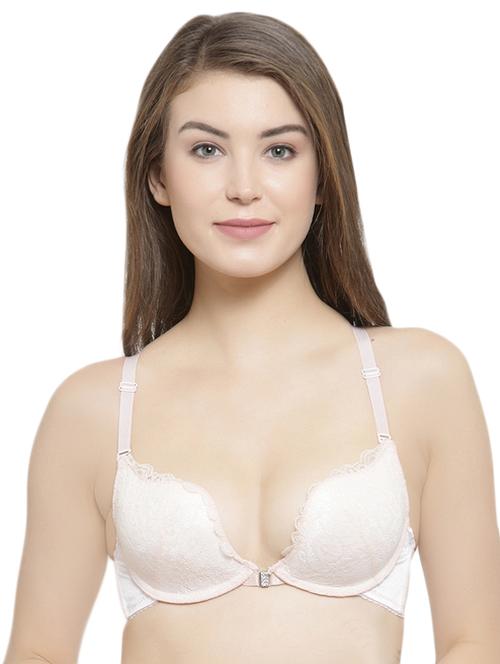 styled back floral laced push up bra - 16396982 - Standard Image - 0