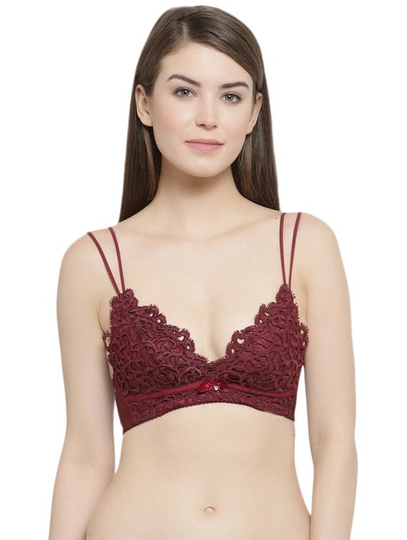 floral laced plunge bra - 16396999 -  Zoom Image - 0