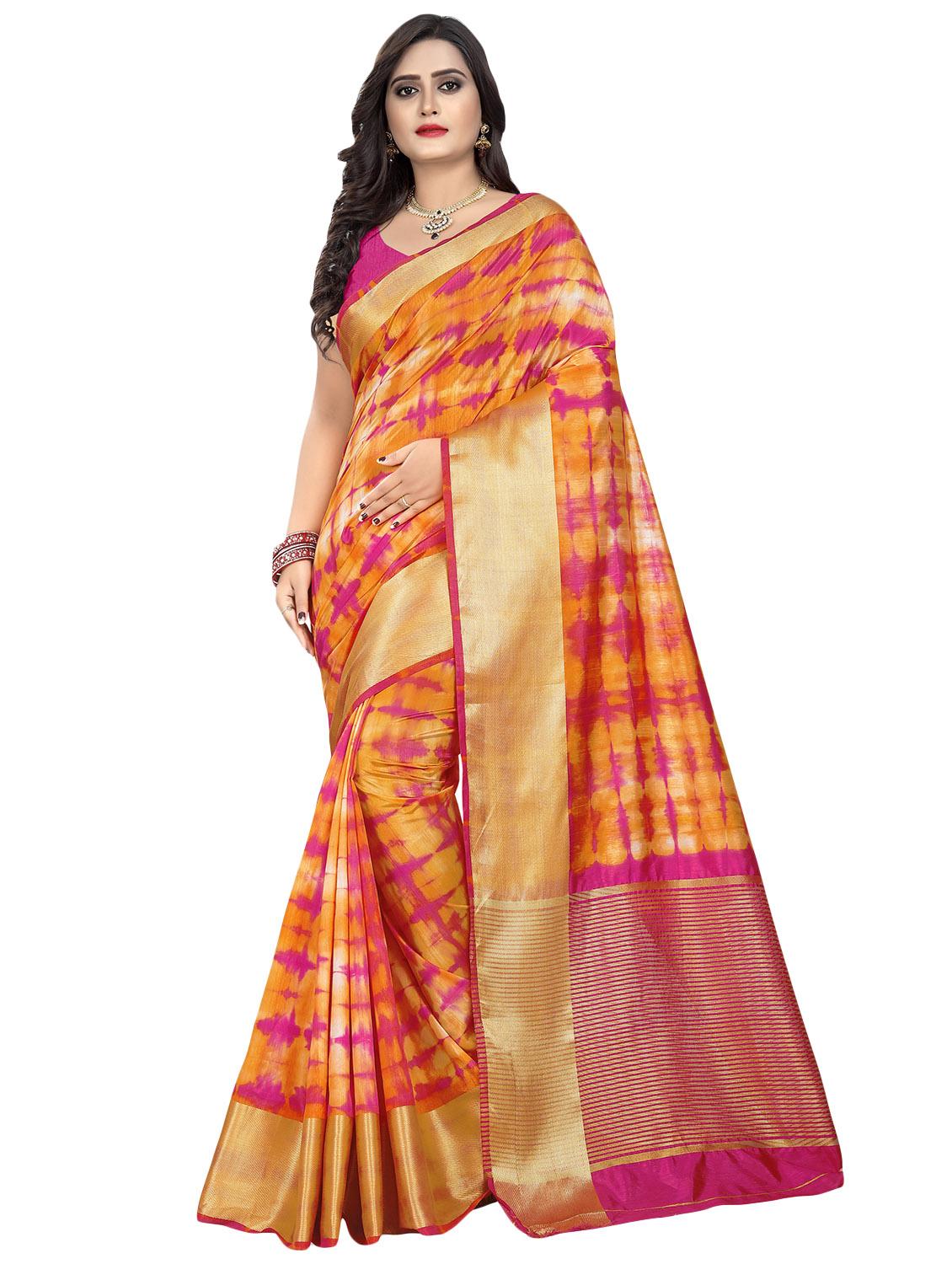 zari border shibori saree with blouse - 16398840 - Zoom Image - 0