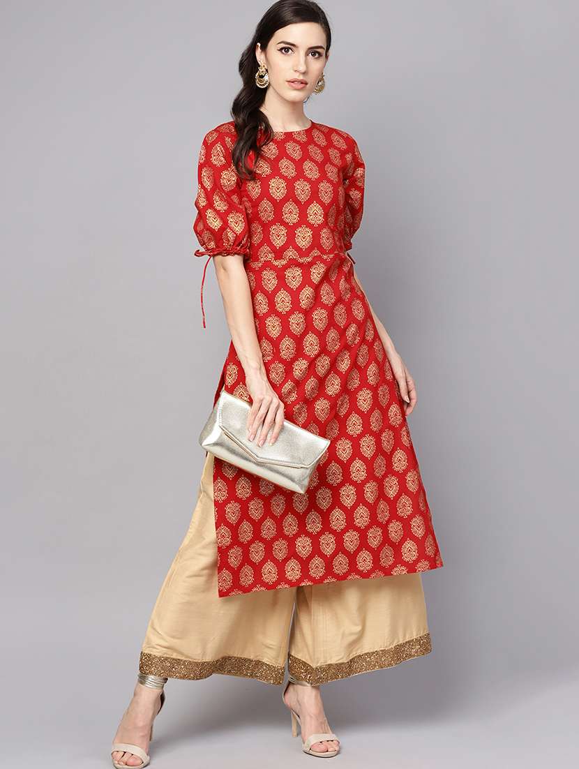 block print straight kurta