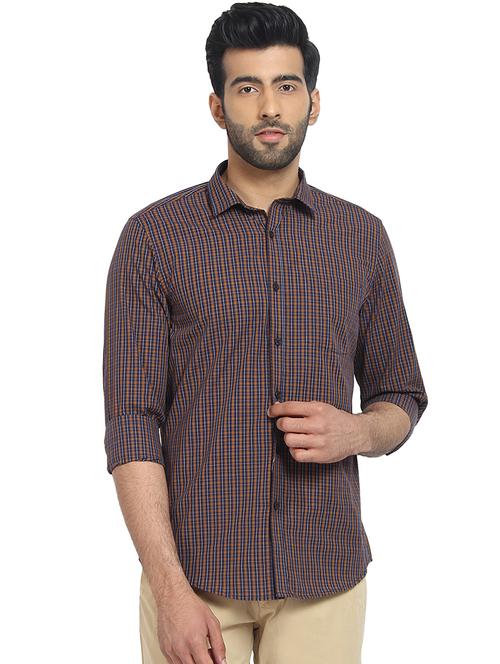 navy blue checkered casual shirt - 16399594 -  Standard Image - 0