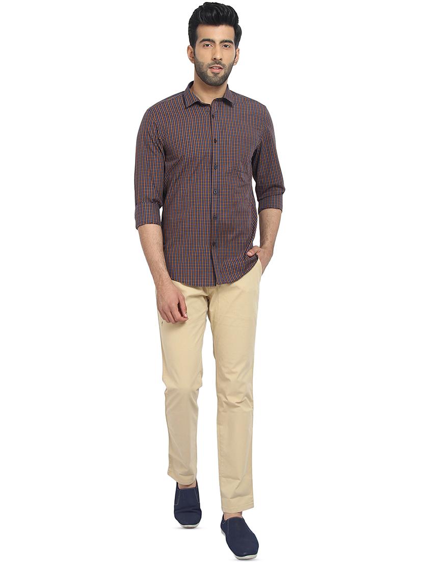 navy blue checkered casual shirt - 16399594 - Standard Image - 3