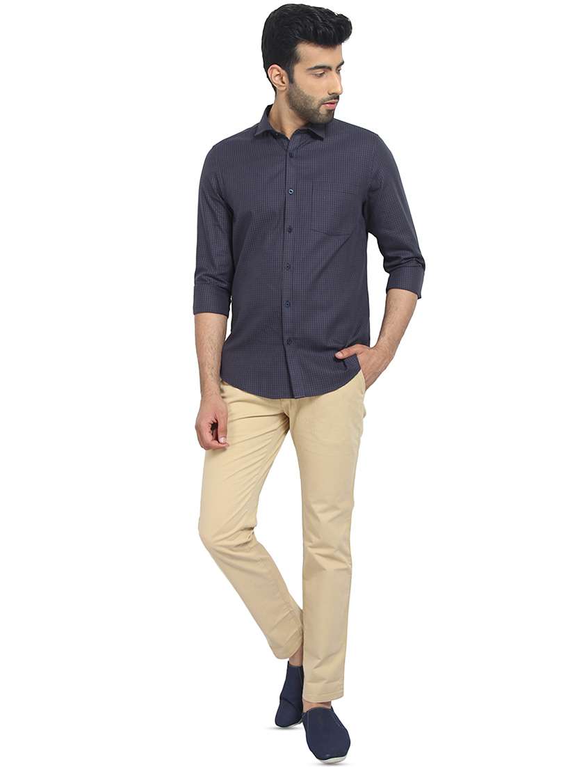 navy blue checkered casual shirt - 16399595 -  Standard Image - 3