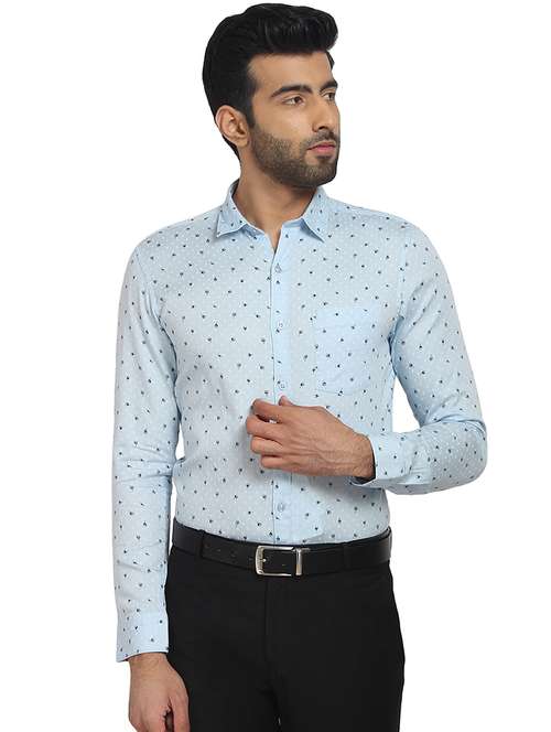 light blue printed casual shirt - 16399631 -  Standard Image - 0
