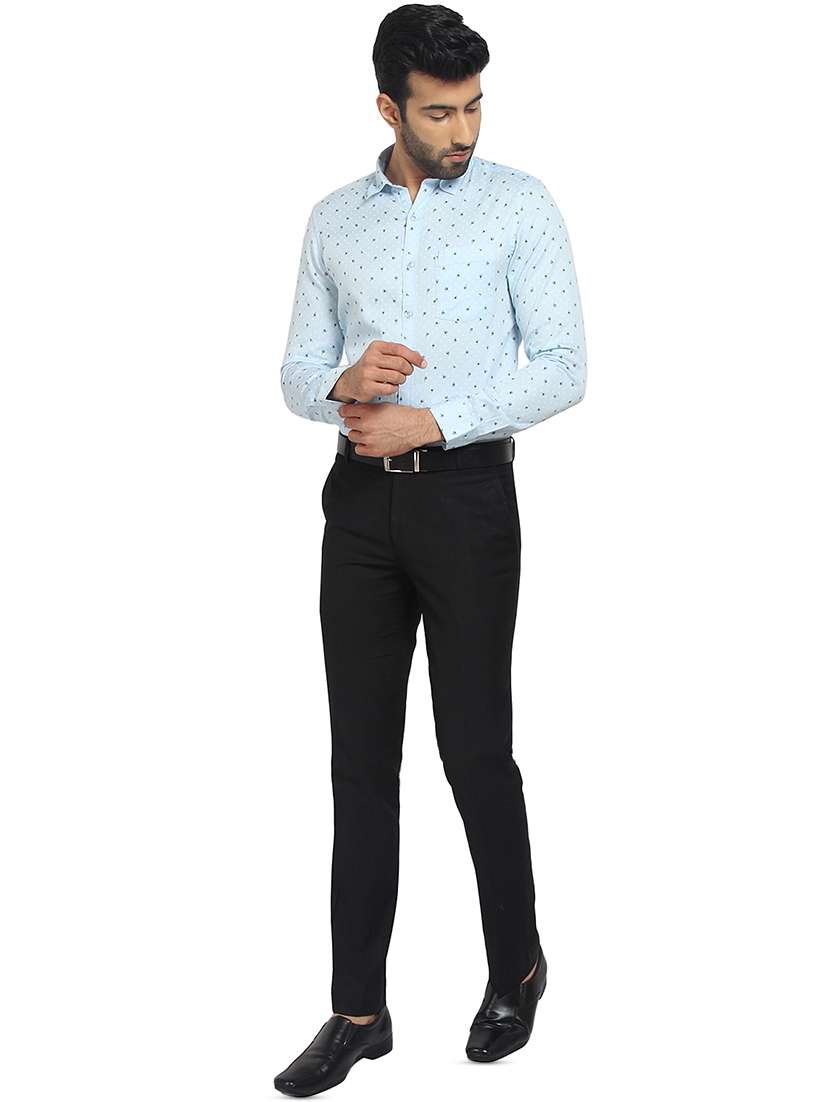 light blue printed casual shirt - 16399631 - Standard Image - 3