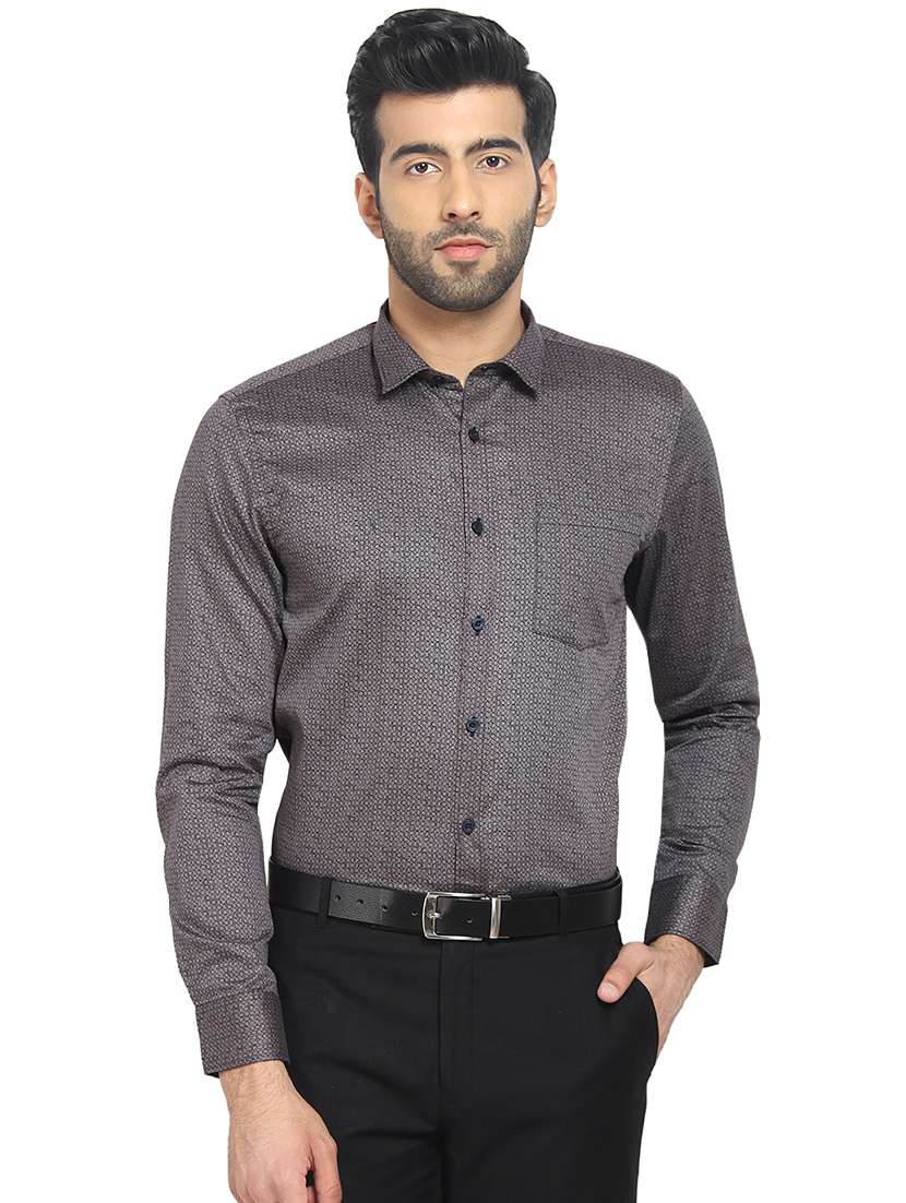 brown cotton formal shirt - 16399644 -  Zoom Image - 0
