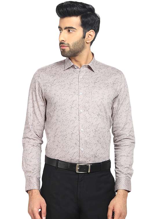 beige printed casual shirt - 16399651 -  Zoom Image - 0