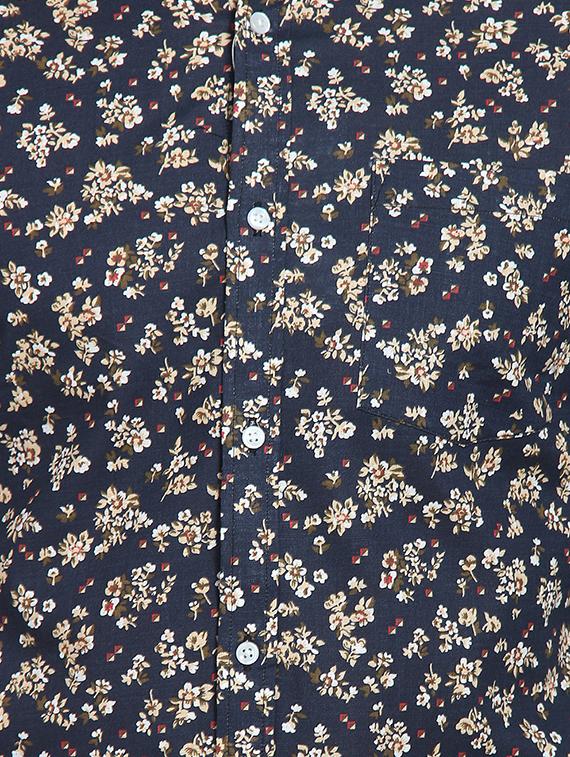 navy blue printed casual shirt - 16399654 - Standard Image - 3