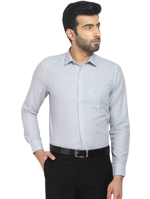 grey solid formal shirt - 16399658 -  Zoom Image - 0