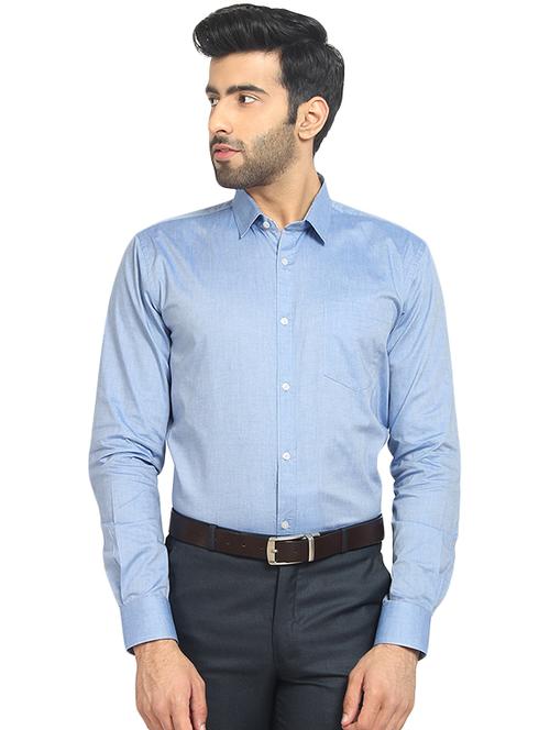 light blue solid formal shirt - 16399665 -  Standard Image - 0