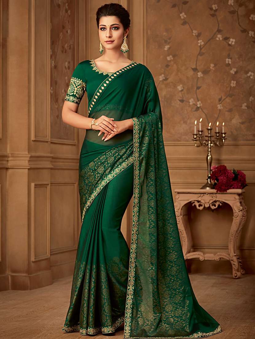 solid bordered saree with blouse