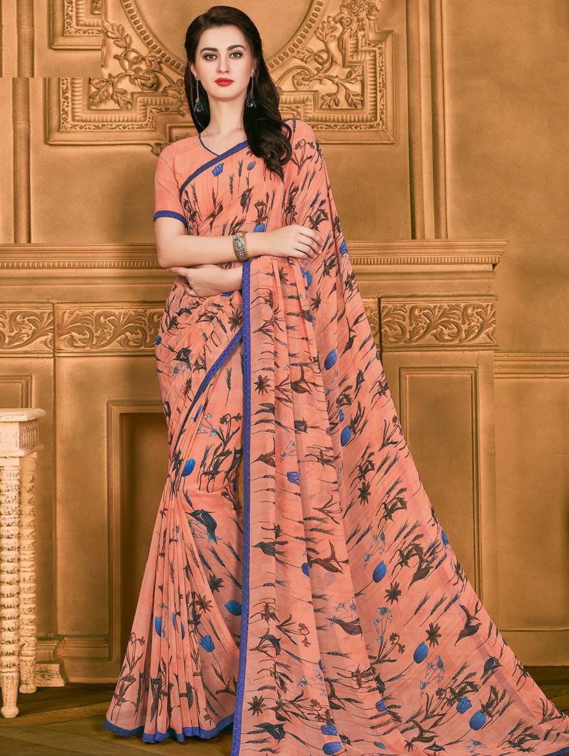 floral printed saree with blouse