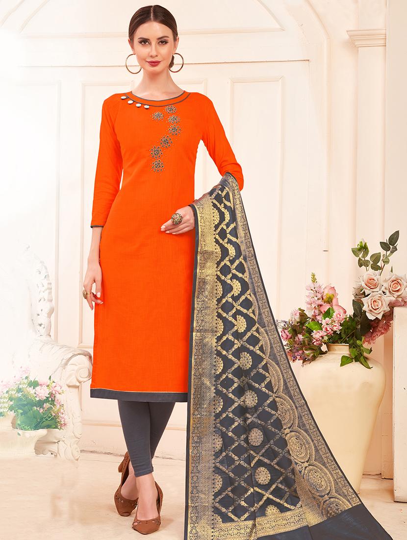 embroidered unstitched churidaar suit - 16401643 -  Zoom Image - 0