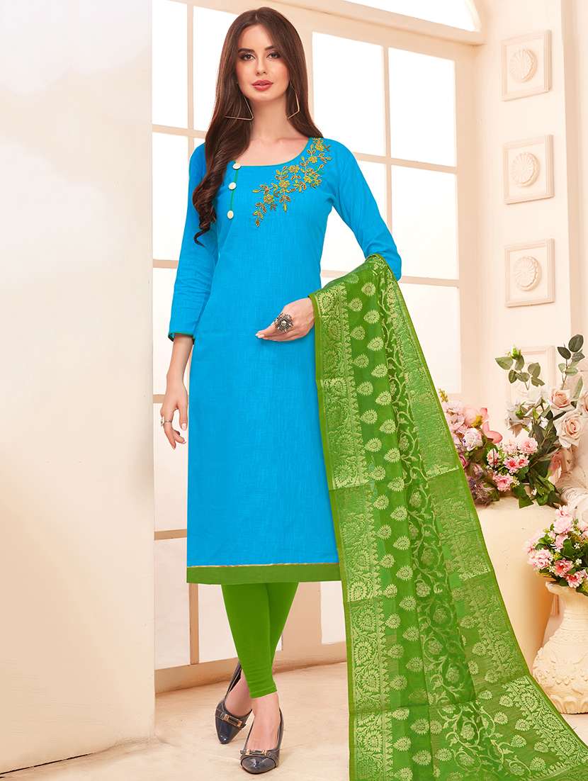 embroidered unstitched churidaar suit - 16401649 - Zoom Image - 0