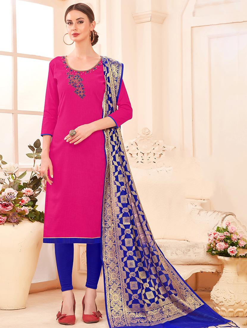 embroidered unstitched churidaar suit - 16401652 - Zoom Image - 0