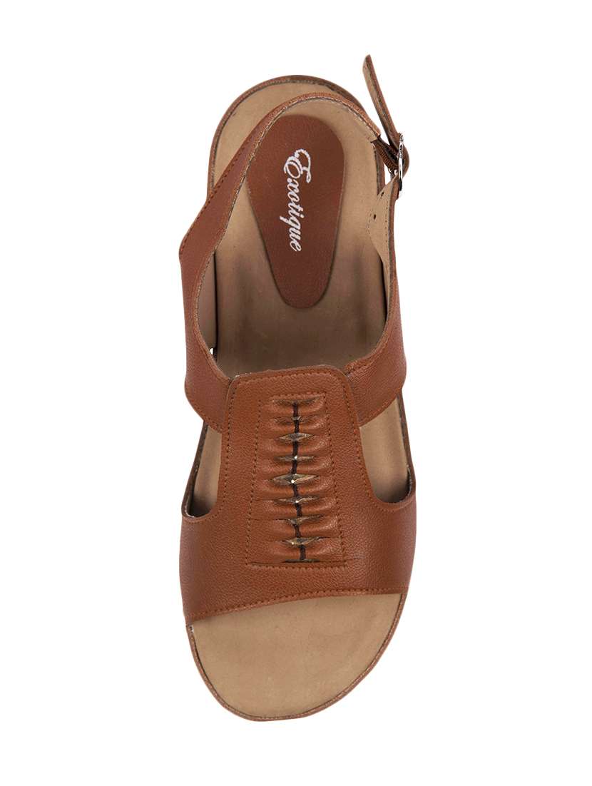 tan leatherette back strap sandals - 16401752 -  Standard Image - 3