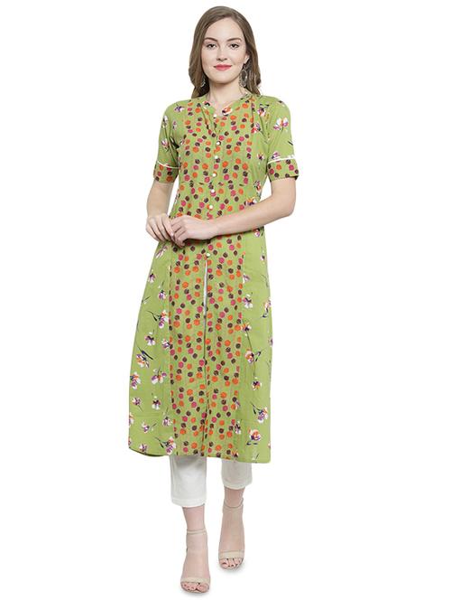 floral printed high slit kurta - 16401902 -  Standard Image - 0