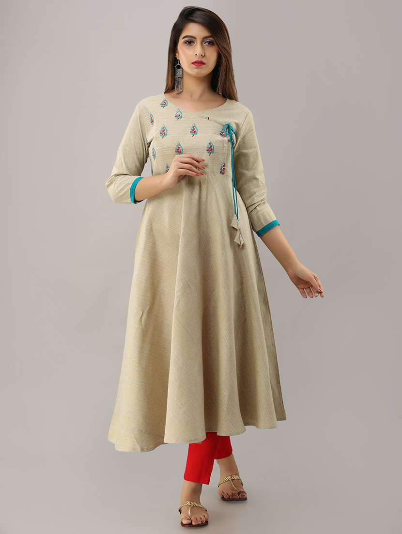 embroidered flared angrakha kurta