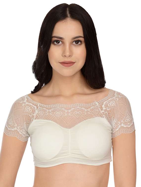 laced detail lightly padded bralette - 16403270 - Zoom Image - 0
