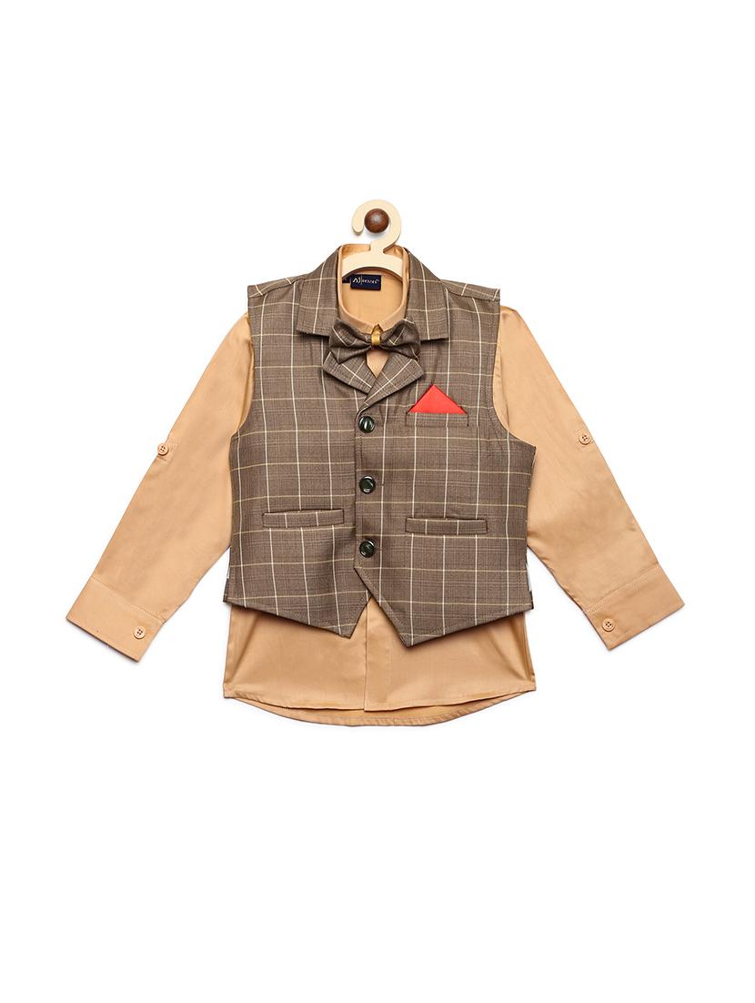 beige cotton shirt with waist coat - 16403626 - Zoom Image - 0