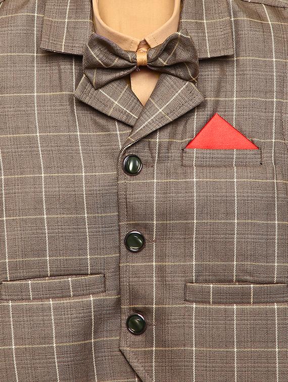 beige cotton shirt with waist coat - 16403626 - Standard Image - 3