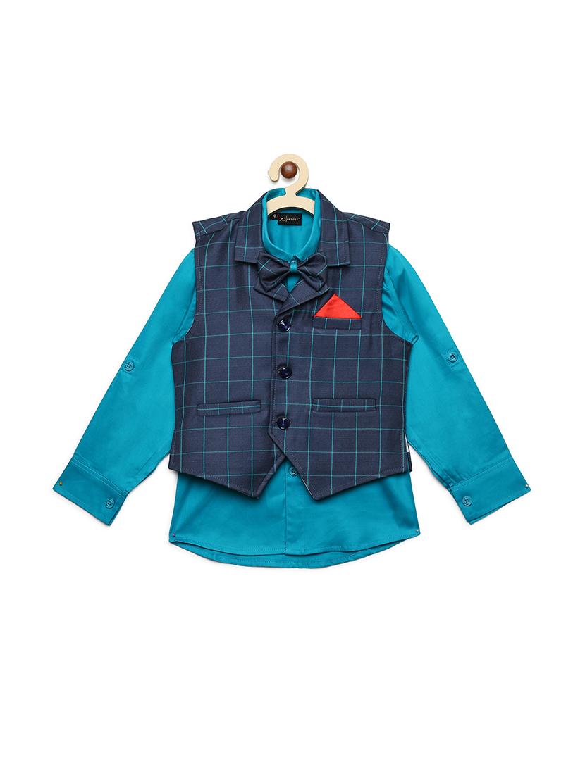 light blue cotton shirt with waist coat - 16403628 - Zoom Image - 0