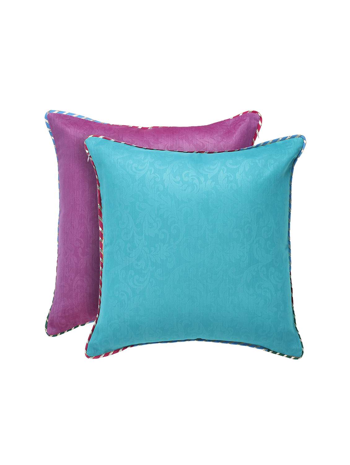 purple turquoise self texture reversible cushion cover