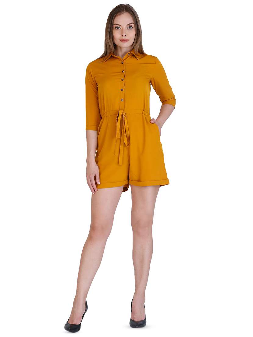 button detail tie front romper 