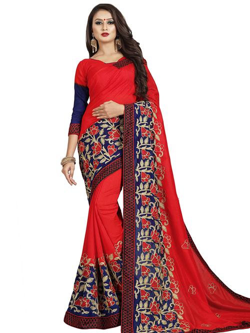 floral embroidered saree with blouse - 16404333 -  Standard Image - 0