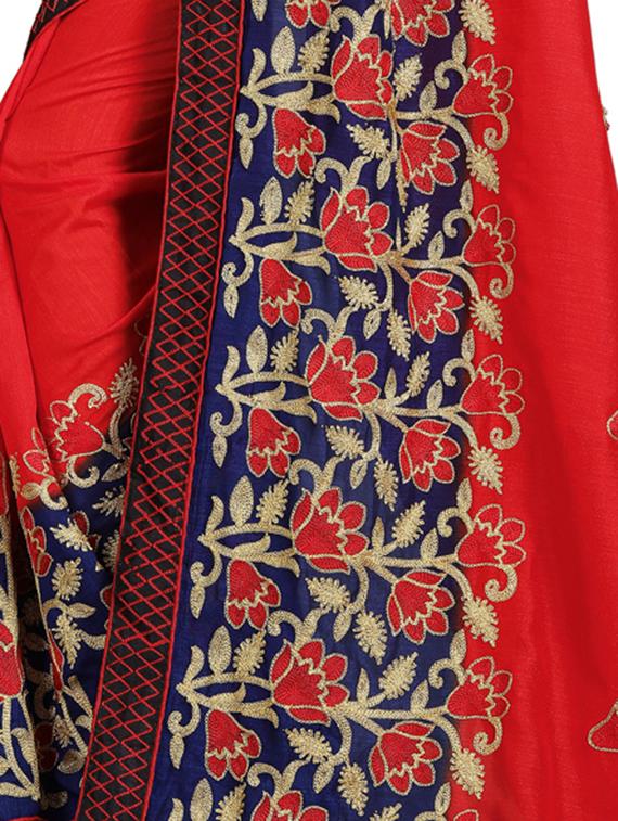 floral embroidered saree with blouse - 16404333 - Standard Image - 3