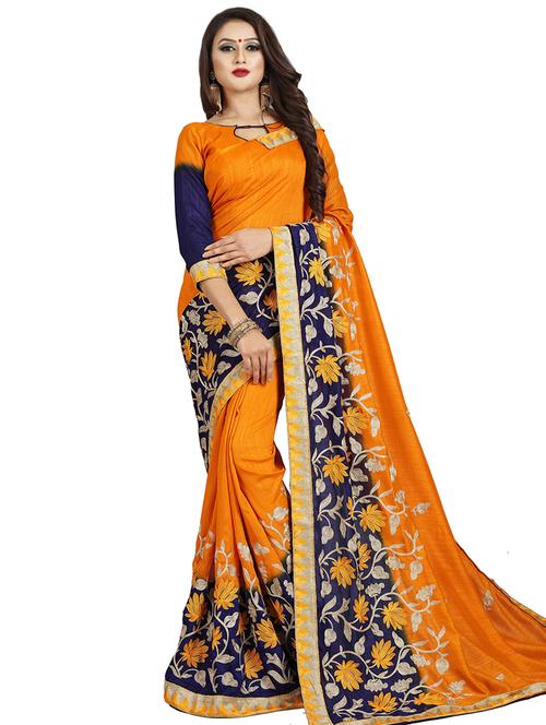floral embroidered saree with blouse - 16404334 -  Standard Image - 0